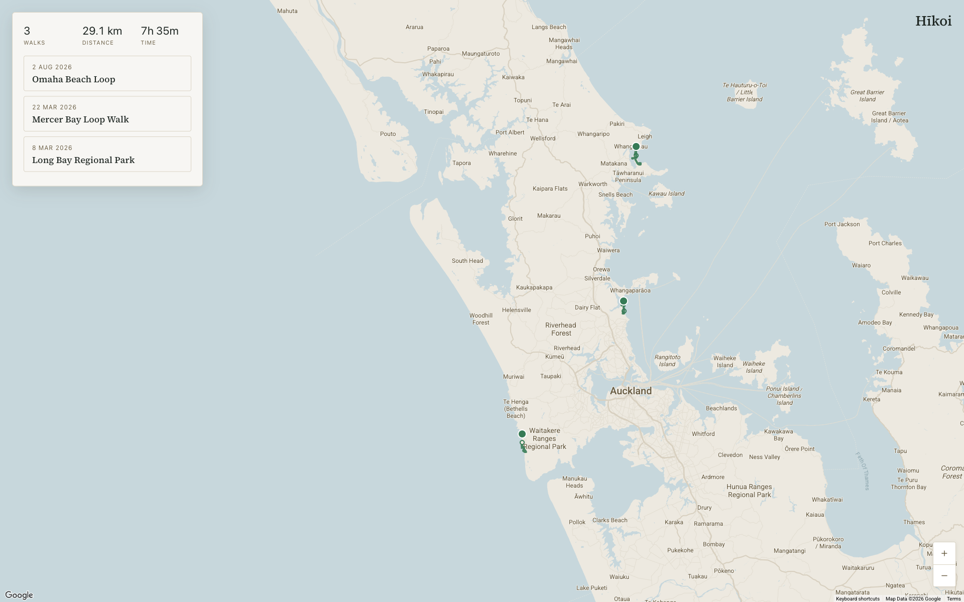 Every trek on one map, with the rail of walks floating over it.
